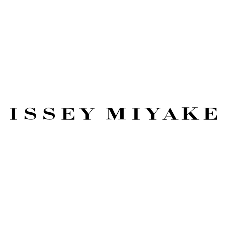 The image shows the words "ISSEY MIYAKE" in black, uppercase, serif font centered on a plain white background.