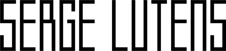 The words "Serge Lutens" are written in a tall, bold, geometric, black font on a white background.