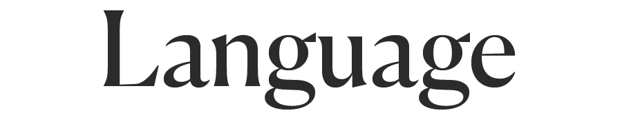 The word "Language" is written in large, bold, black serif font on a light gray background.
